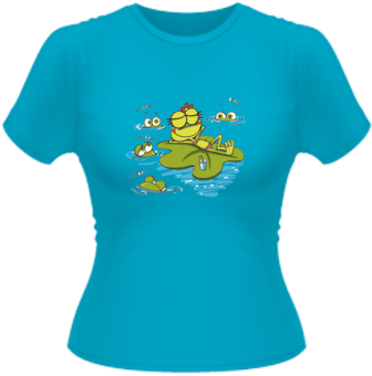Frosch im Bikini Damen T-Shirt -türkis-