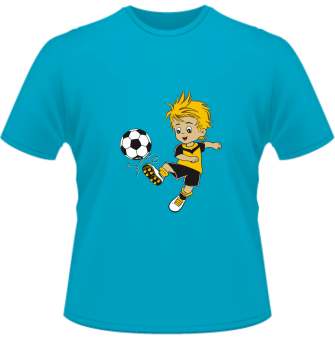 Fussballer schwarz gelb Kinder T-Shirt -türkis-