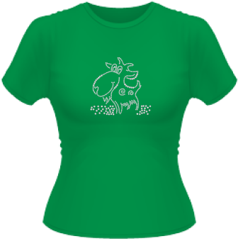 Ziege (Strass) Damen T-Shirt -kelly green-